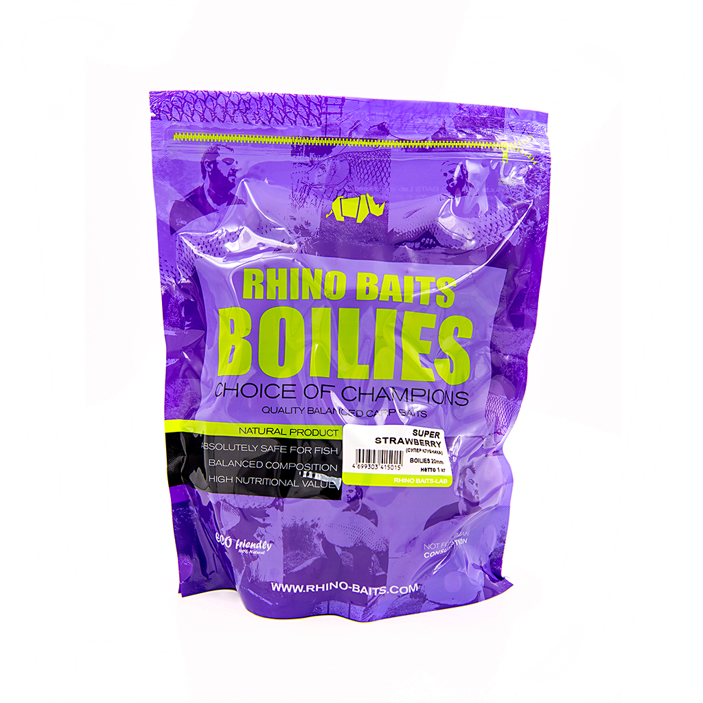 Бойлы Rhino Baits Super Strawberry супер клубника 20 мм 1 кг купить,NaN