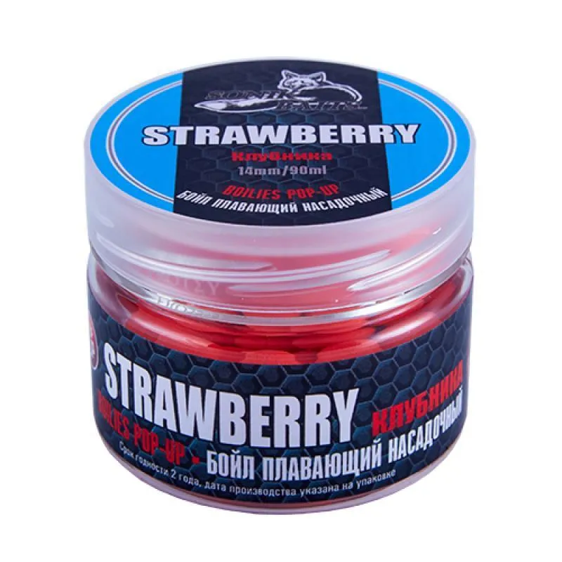 Бойлы Sonik Baits Fluo Pop-Ups Strawberry клубника 14 мм 90 мл красные флюоресцентные купить,NaN
