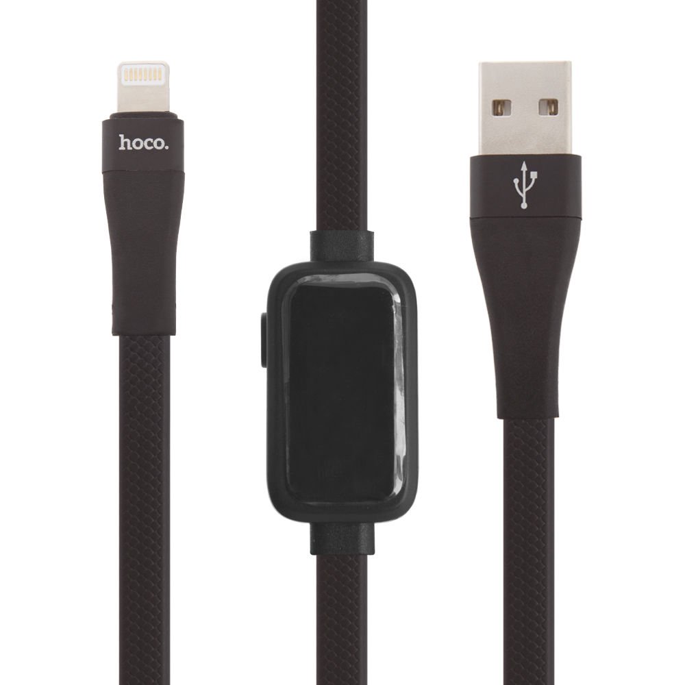 Кабель Hoco S4  USB-Lightning  с таймером 1.2м черный купить,NaN