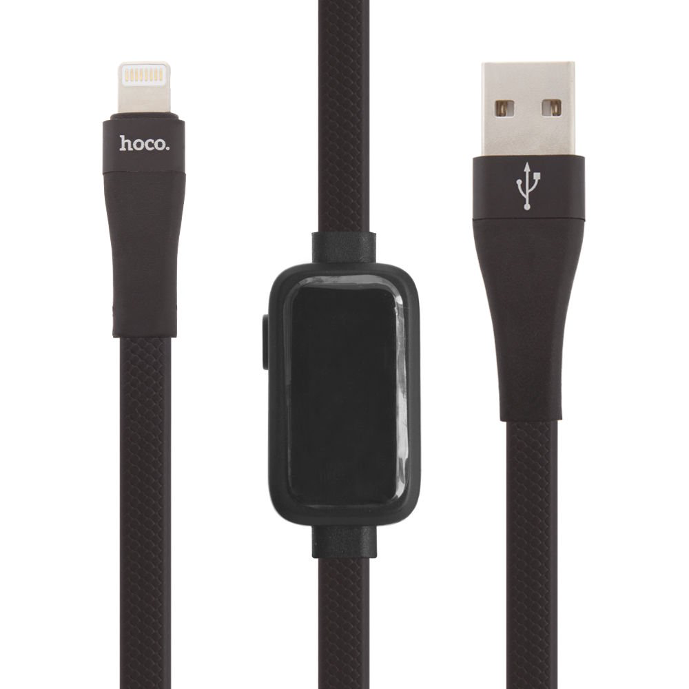 Кабель Hoco S4  USB-Lightning  с таймером 1.2м черный купить,NaN