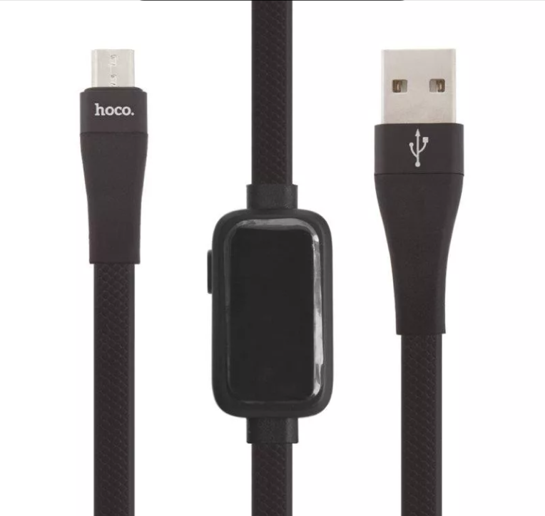 Кабель Hoco S4 micro USB с таймером 1.2м черный купить,NaN