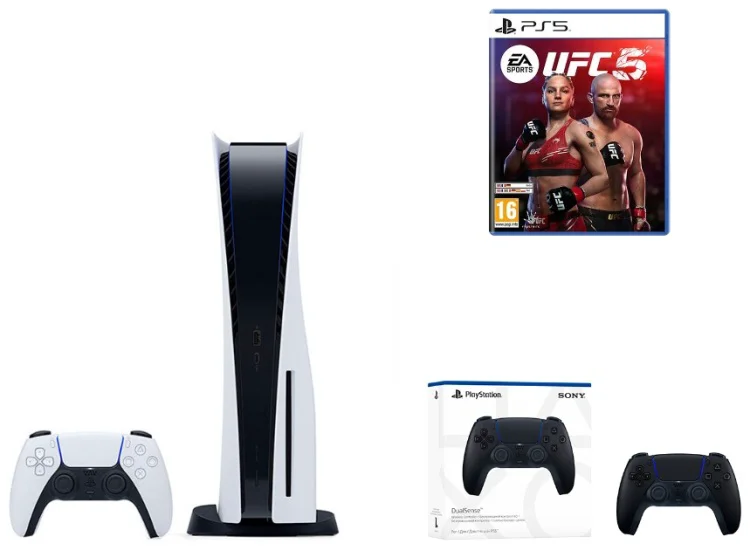 Игровая консоль Sony PlayStation 5 White + Dualsense Midnight Black + UFC 5 PS5