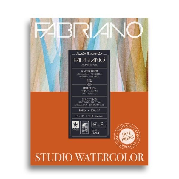 Альбом для акварели  Fabriano Watercolour Studio 300г/м.кв 203x254 мм 12л купить,NaN