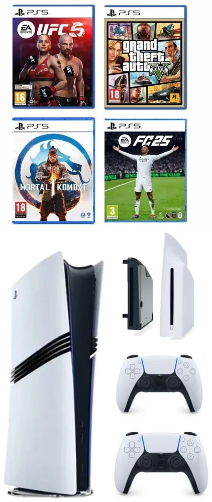 Игровая консоль Sony PlayStation 5 Pro + Dualsense + Дисковод + FC 25 + Mortal Kombat 1 + GTA V + UFC 5
