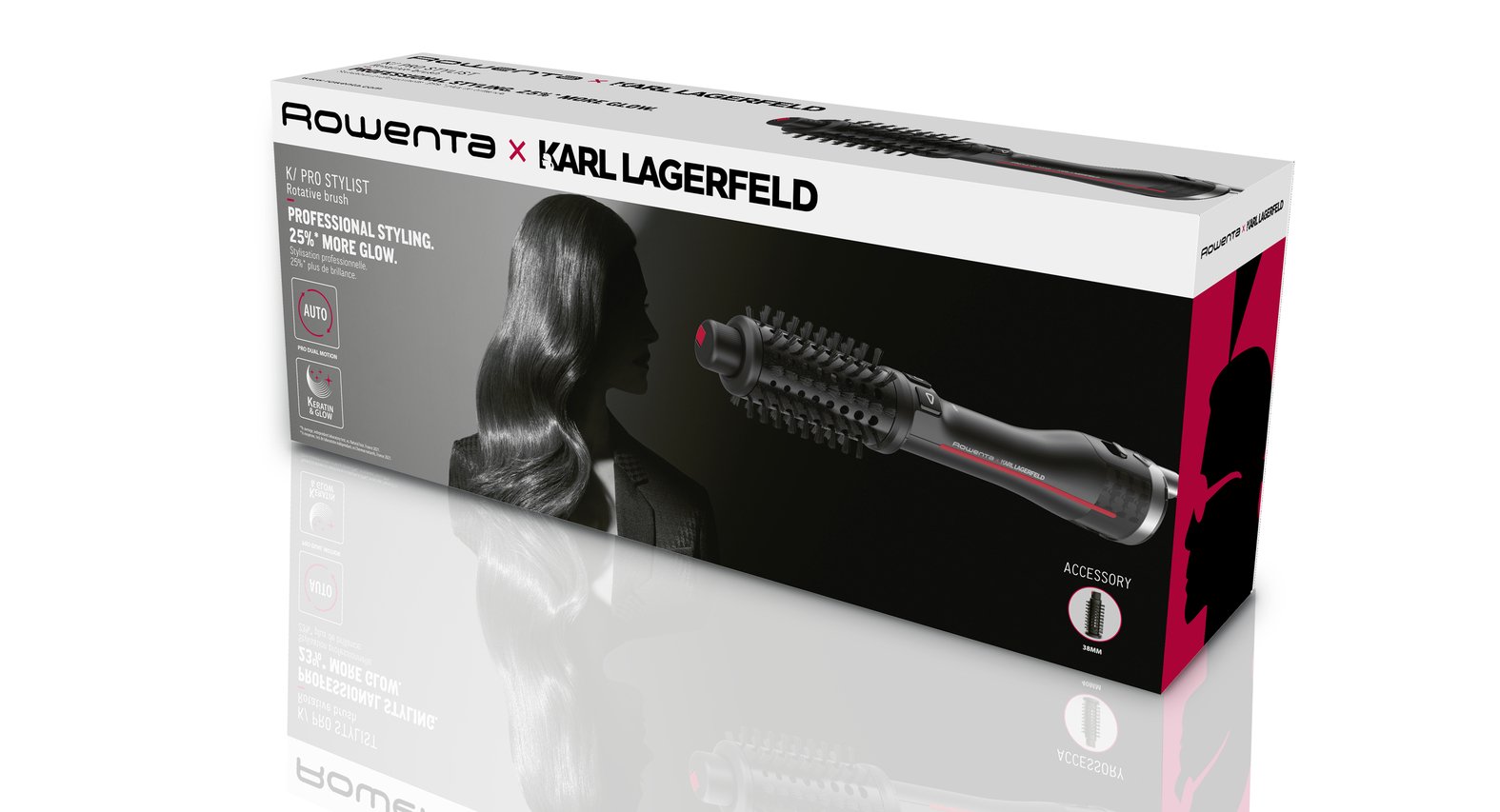 Фен-щетка Rowenta Karl Lagerfeld CF961LF0 черно-красная купить,NaN