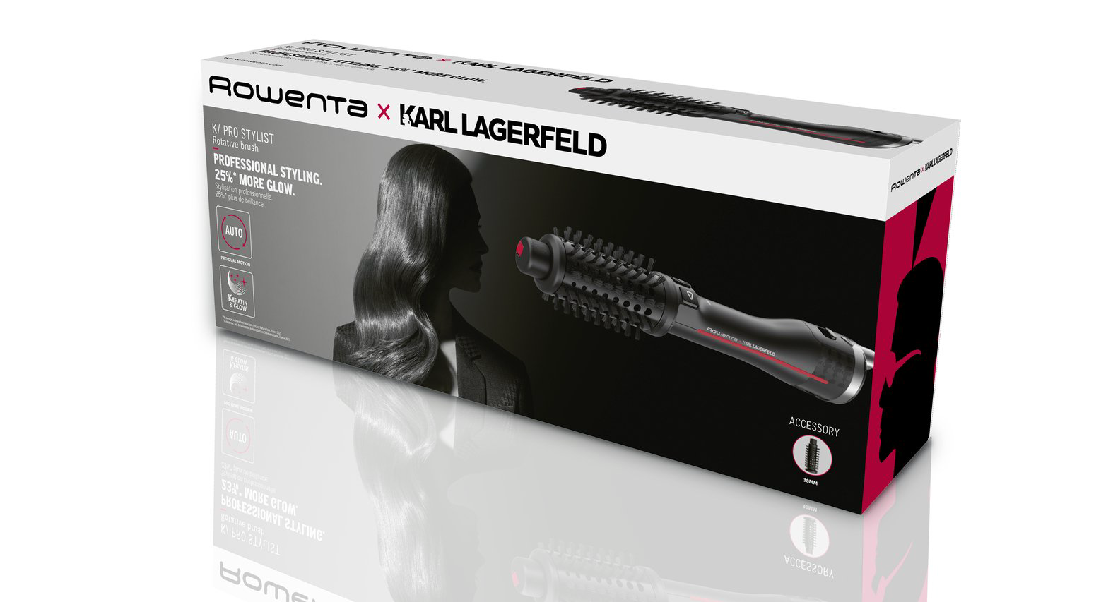 Фен-щетка Rowenta Karl Lagerfeld CF961LF0 черно-красная купить,NaN
