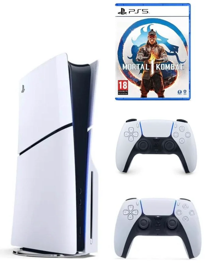 Игровая консоль Sony PlayStation 5 Slim White + геймпад 2 шт White + Mortal Kombat 1