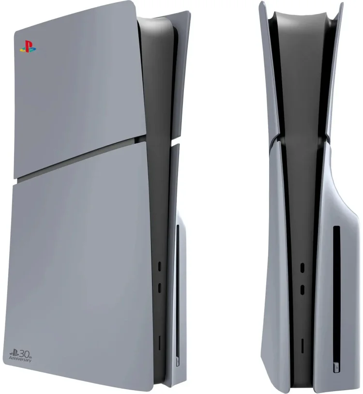 Съемные боковые панели для PS5 Slim Grey + наклейки 30th Anniversary