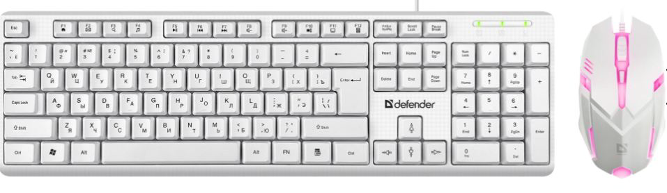 Клавиатура Defender Motion C-977 107752AKS белый купить,NaN