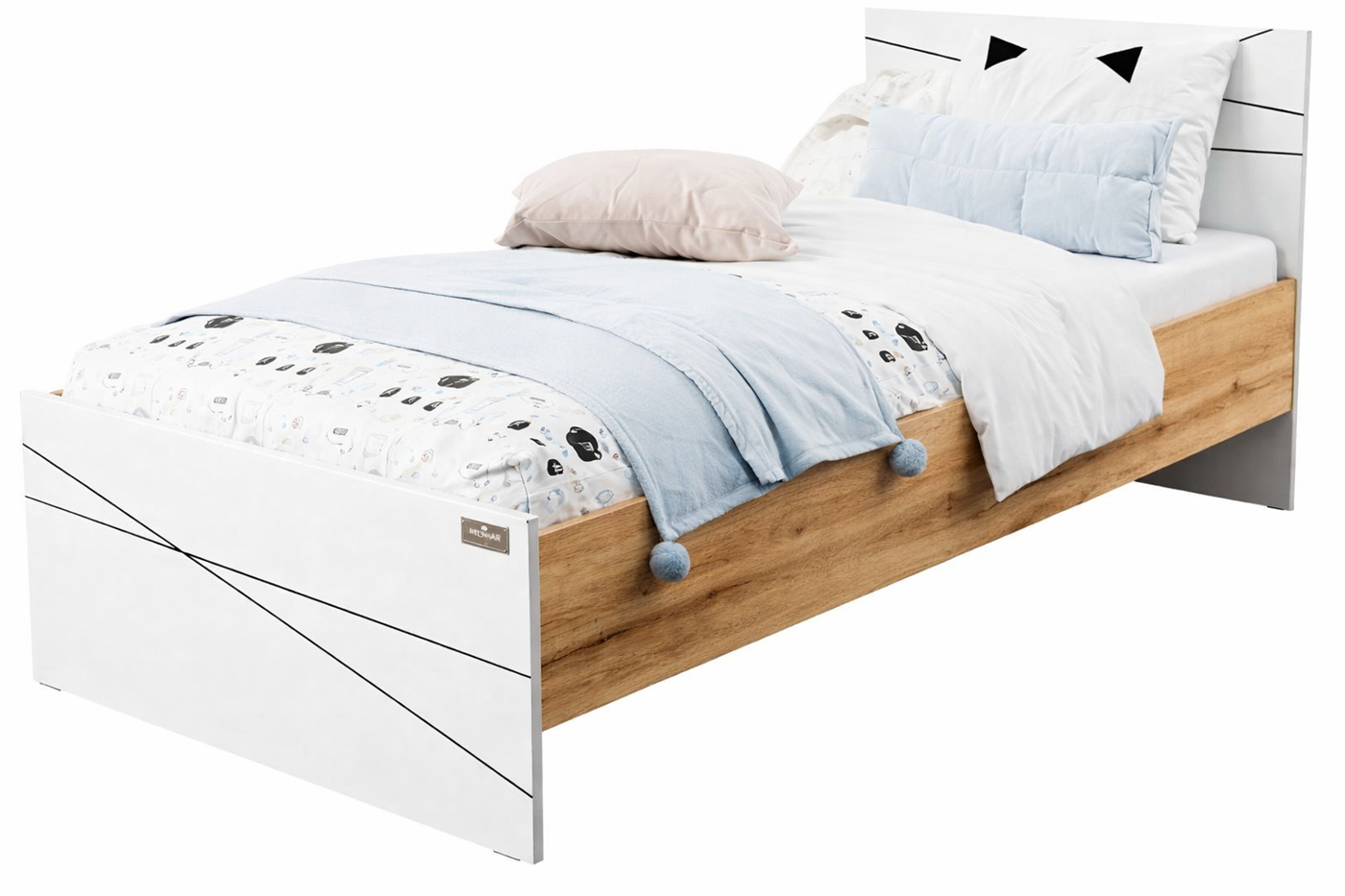 Кровать Мебель Азии Алиса Лайн 90x200см белый/светло-коричневый купить,NaN