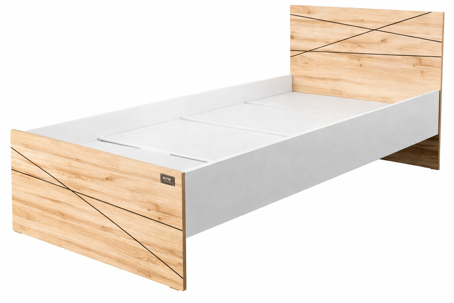 Кровать Мебель Азии Алиса Лайн 90x200см с матрасом бело-коричневая купить,NaN