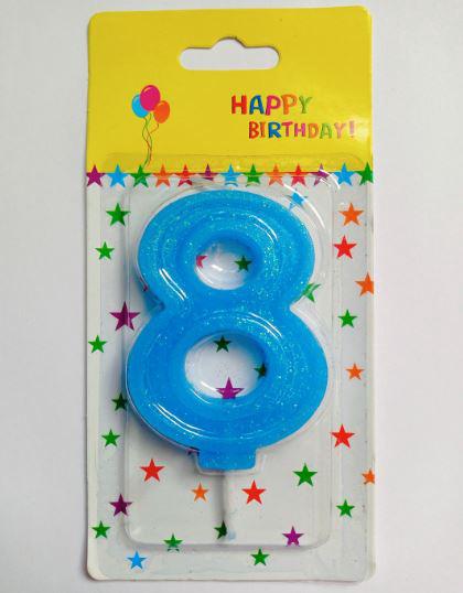 Свеча на торт Happy birthday цифра 8 8 см голубая 1 шт купить,NaN
