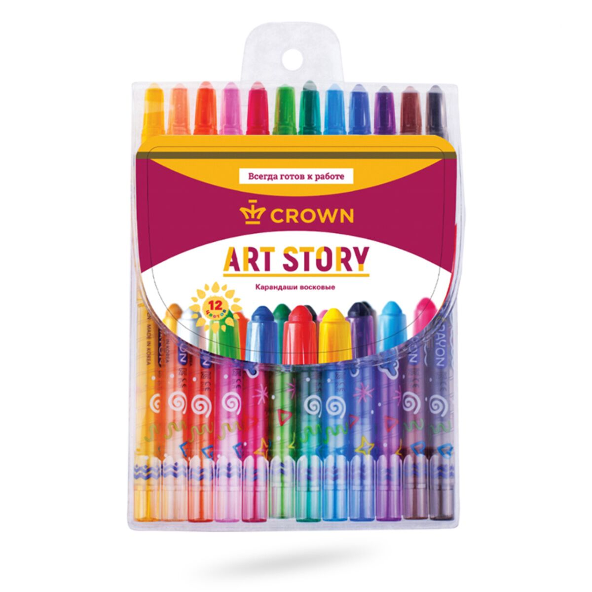 Карандаши художественные восковые Crown ArtStory 12 шт 5 мм TP-1200MP купить,NaN