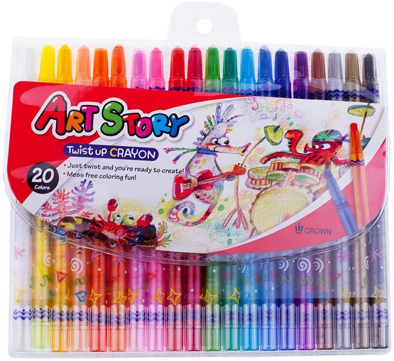 Карандаши художественные восковые Crown ArtStory Twist Up Crayon 20 шт 5 мм TP-2000 купить,NaN