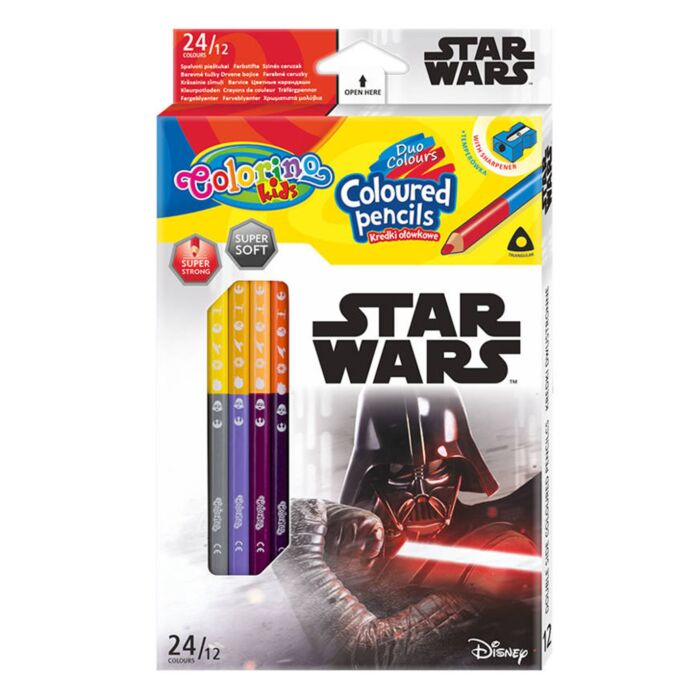 Карандаши цветные двухсторонние Colorino Star Wars 12 шт 24 цвета 89465PTR купить,NaN