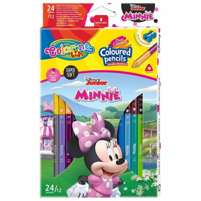 Карандаши цветные двухсторонние Colorino Minnie 12 шт 24 цвета 90621PTR купить,NaN