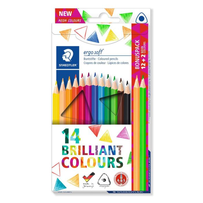 Карандаши цветные Staedtler Noris Club Erasable 12 шт 2 шт неоновых 3 мм 157-C14P1 купить,NaN