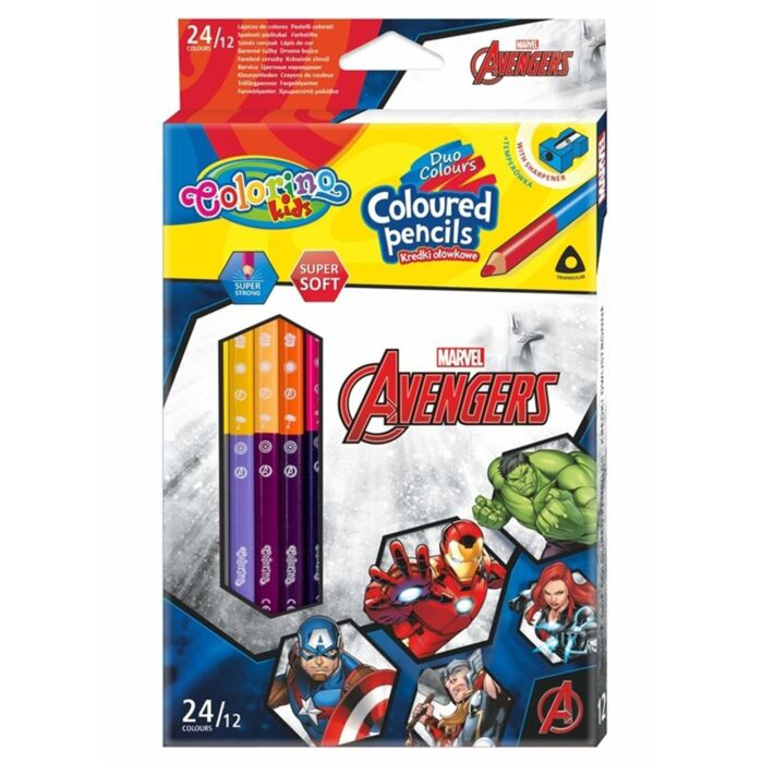 Карандаши цветные двухсторонние Colorino Avengers 12 шт 24 цвета 91406PTR купить,NaN