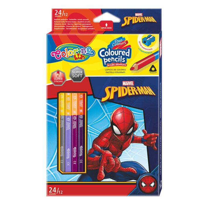 Карандаши цветные двухсторонние Colorino Spider-Man 12 шт 24 цвета 91796PTR купить,NaN