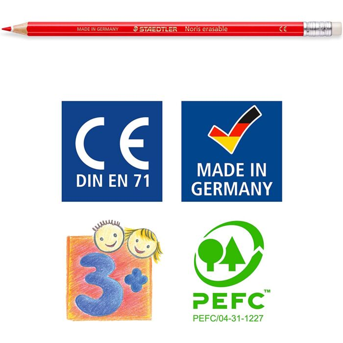 Карандаши цветные Staedtler Noris Club Erasable 12 шт 3 мм 14450NC1212 купить,0