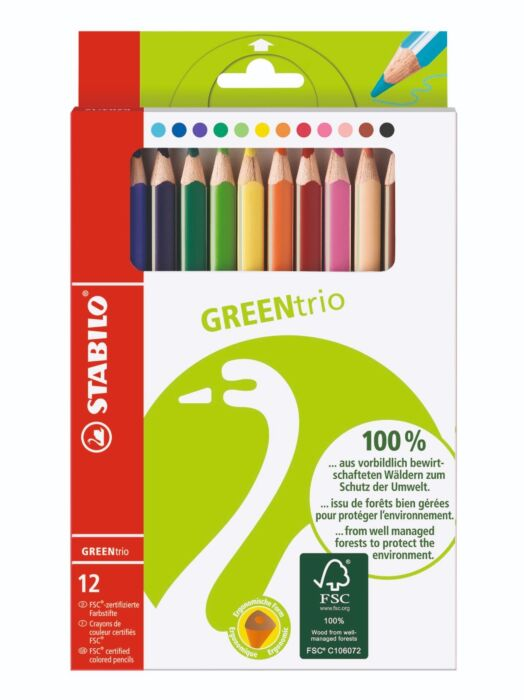 Карандаши цветные Stabilo GreenTrio 12 шт 6203/12 купить,NaN