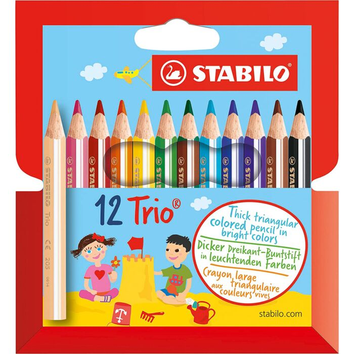 Карандаши цветные укороченные Stabilo Trio 12 шт 4.2 мм 205/12-01 купить,NaN
