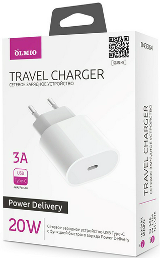 Адаптер Olmio 20W 043364 белый