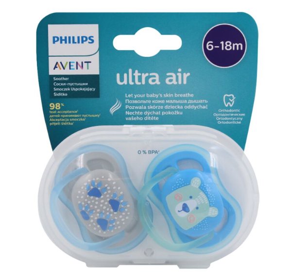 Пустышка Avent Ultra air 6-18 мес 2 шт купить,NaN