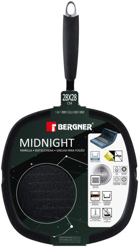Сковорода гриль Bergner 28 см, с антипригарным покрытием, алюминий