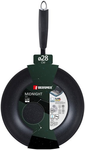 Сковорода Bergner Midnight 28 см, с антипригарным покрытием, алюминий