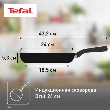 Сковорода Tefal Brut 24 см с антипригарным покрытием, алюминий купить,25990