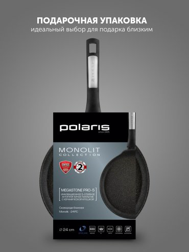 Блинная сковорода Polaris Monolit 24 см, с антипригарным покрытием, алюминий купить,14990
