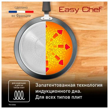 Блинная сковорода Tefal Easy Chef 25 см с антипригарным покрытием, алюминий купить,27990