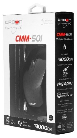 Мышь CROWN CMM-501 Black купить,0