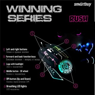 Мышь Smartbuy RUSH Mission SBM-727G-K черный купить,0