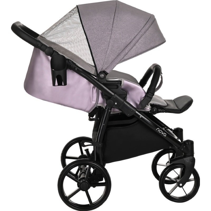 Коляска 2в1 Tutis Novo Кожа Lavender Metalic/Grey Reflective Print купить,NaN