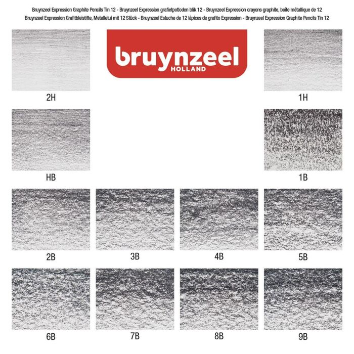 Карандаши художественные чернографитные Bruynzeel 12 шт 3.6 мм 2Н-9В 60311012 купить,0