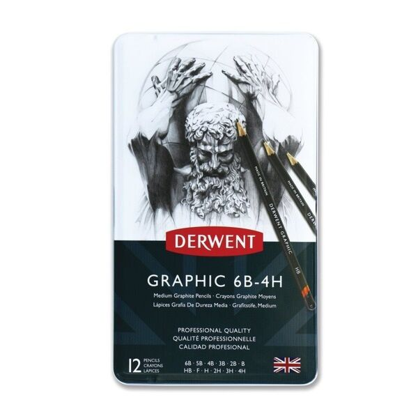 Карандаши художественные чернографитные Derwent Graphic Medium 12 шт 6B-4H 34214 купить,NaN