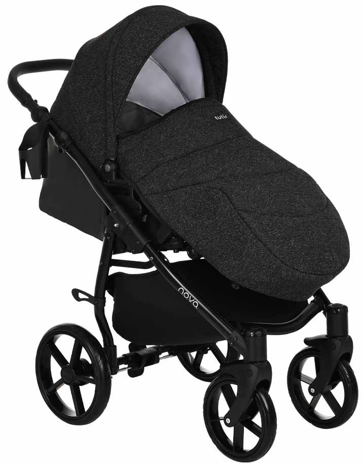 Коляска 2в1 Tutis Nova Кожа Black/Black Reflective Print купить,NaN