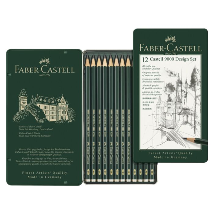 Карандаши художественные чернографитные Faber-Castell Castell 9000 Design Set 12 шт 5H-5B 119064 купить,0