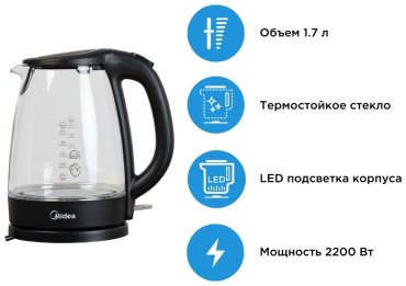 Электрочайник Midea MK-8015 черный