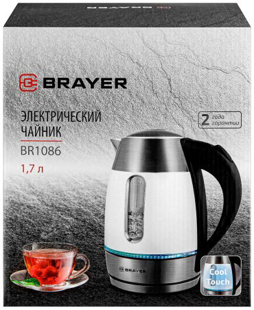 Электрочайник BRAYER BR1086 серый купить,NaN