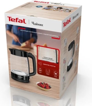 Электрочайник Tefal Glass KI840830 черный, прозрачный