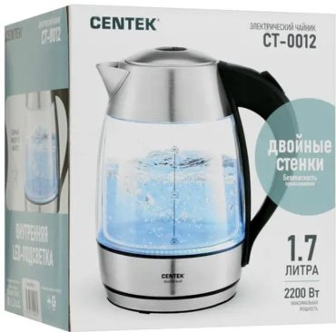Электрочайник CENTEK CT-0012 серебристый купить,0