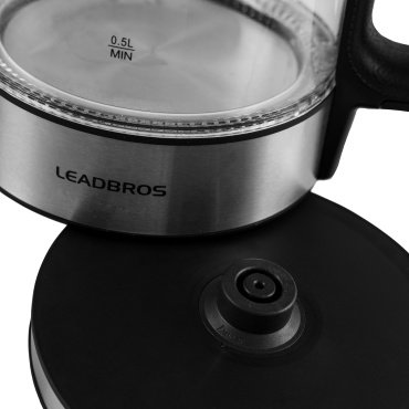 Электрочайник Leadbros LB8707 черный, прозрачный, серебристый