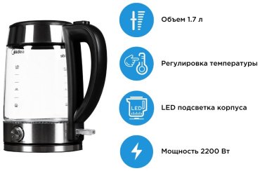 Электрочайник Midea MK-17G01E черный