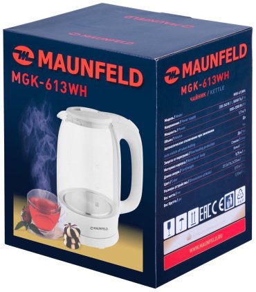 Электрочайник MAUNFELD MGK-613WH белый купить,0
