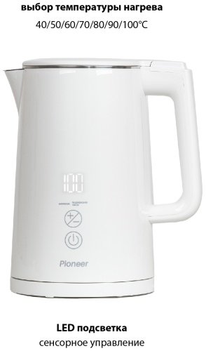 Электрочайник Pioneer KE577M белый купить,0