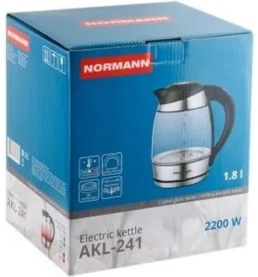 Электрочайник Normann AKL-241 серебристый, черный купить,NaN