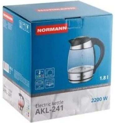 Электрочайник Normann AKL-241 серебристый, черный купить,NaN